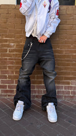 "STATIC" Flared Denim V2 | BLACK