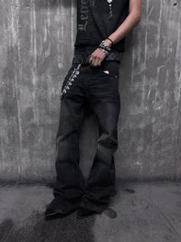 "STATIC" Flared Denim V2 | BLACK