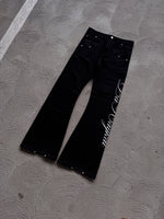 "CALLIGRAPHY" Flared Denim | Black (PRE-MADE)