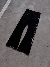 "CALLIGRAPHY" Flared Denim | Black (PRE-MADE)