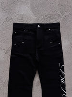 "CALLIGRAPHY" Flared Denim | Black (PRE-MADE)
