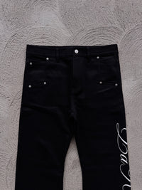 "CALLIGRAPHY" Flared Denim | Black (PRE-MADE)