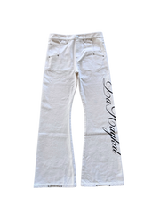 CALLIGRAPHY Flared Denim | White