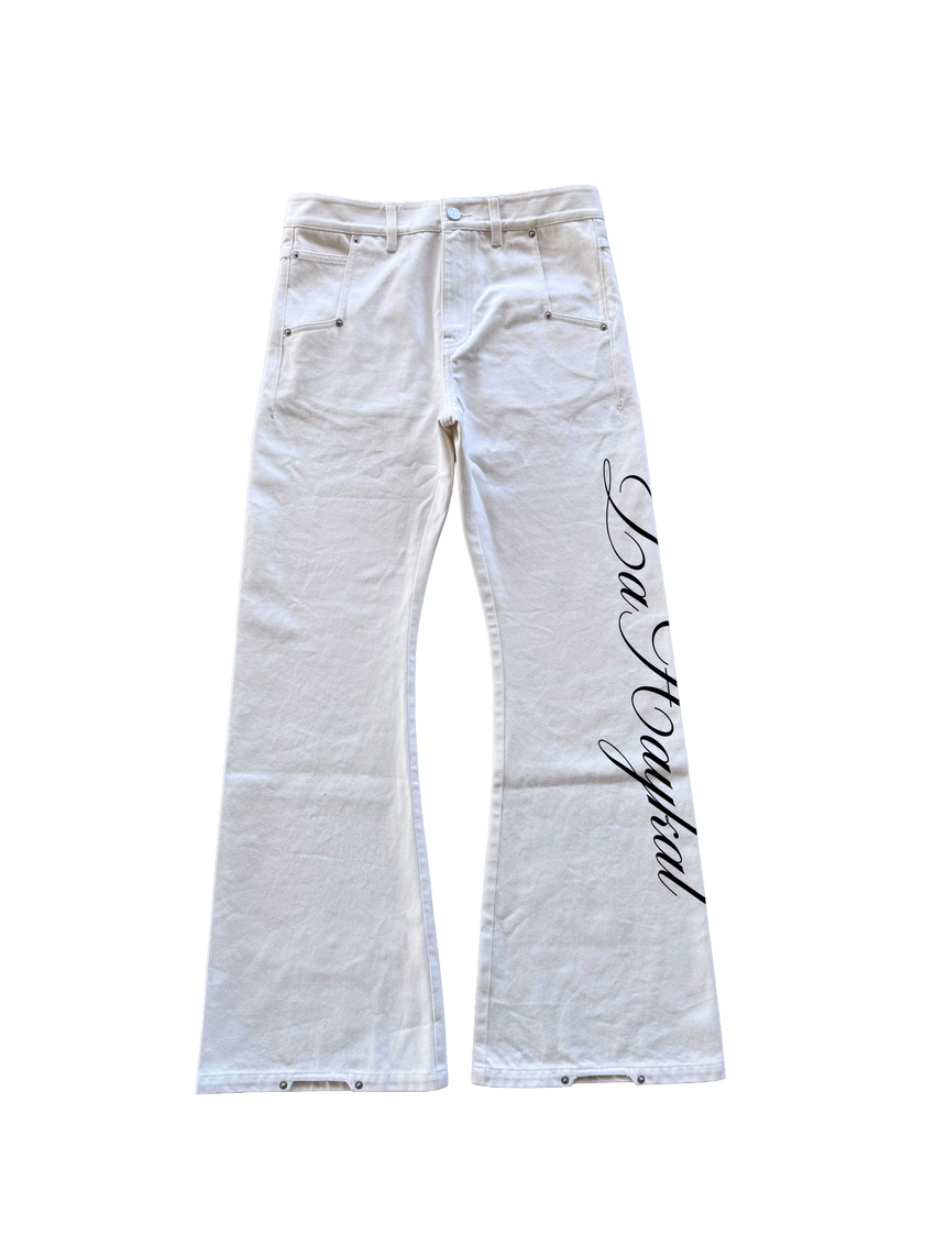 CALLIGRAPHY Flared Denim | White