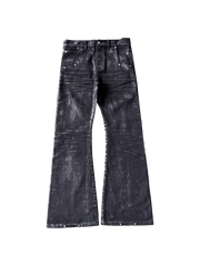 OBSIDIAN Waxed Flared Denim