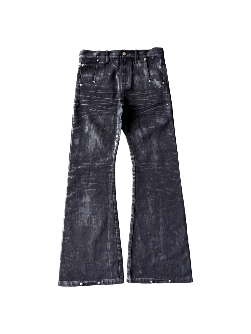 OBSIDIAN Waxed Flared Denim