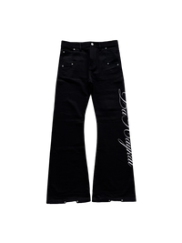 "CALLIGRAPHY" Flared Denim | Black (PRE-MADE)